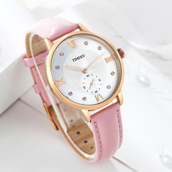 Womens Fashion Quartz Watch with Roman Numerals Fashion Diamond Leather Band Ana - Picture 7 of 9